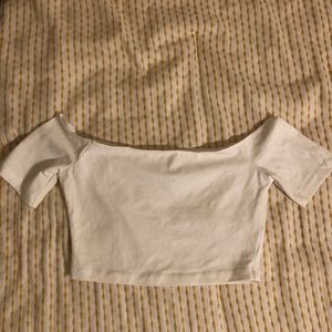 American Apparel, white off the shoulder crop-top
